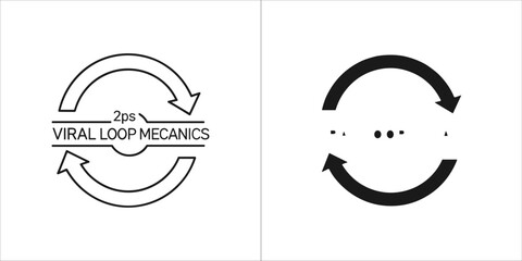 Viral loop mechanics icon with circular arrows and text