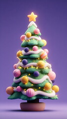 a cute christmas tree with colorful ornament