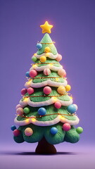 a cute christmas tree with colorful ornament