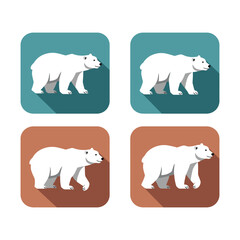 Flat Design Polar Bear Icons Set Arctic Animal Symbol Vector Graphics