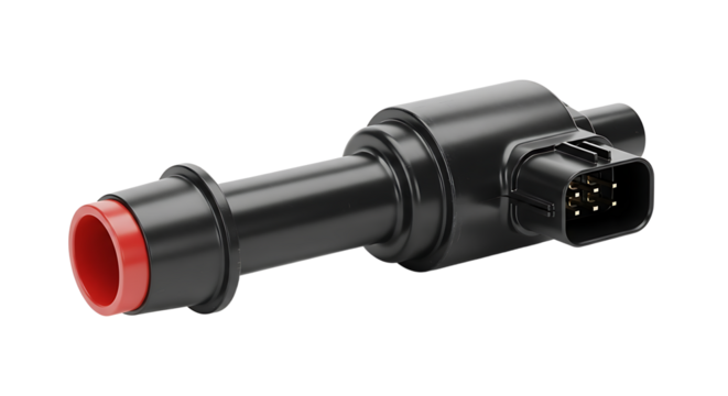 Automotive Spark Plug Black Red Metal Component in High Detail