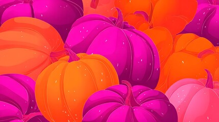 Futuristic pumpkins vibrant orange pink vector art playful modern design kids festive digital illustration
