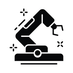 Futuristic robotic arm icon representing AI automation in industry.
