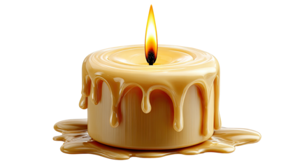 Candle Light Serenity: A lit candle, its wax gently cascading, casting a warm, inviting glow. A simple representation of moments of peace and introspection.