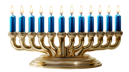 Illuminated Blessings: A Hanukkah menorah, its candles aglow, casting a warm light and embodying the spirit of hope and faith. 