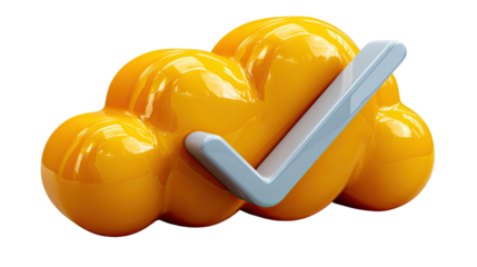 Cloud Technology Validation: A vivid representation of a cloud-shaped icon, complete with a check mark, conveying the concept of validation and technological assurance.