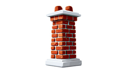 Brick Chimney: A sturdy, brick chimney stands tall, its red brick facade contrasting sharply against a clean background, a classic symbol of home and warmth.