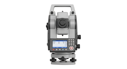 Modern Automatic Total Station Surveying Instrument in Neutral Gray with Digital Display