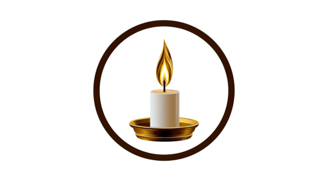 Illuminated Flame: A candle, encased in a decorative holder, radiates a warm glow. The candle's gentle flame flickers brightly, framed by a dark ring, highlighting the purity of light.