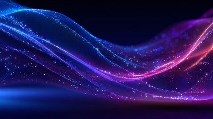 Dynamic digital abstract background flowing curved lines with gradient neon colors
