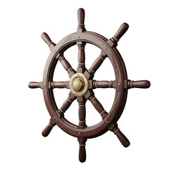 Rustic wooden ship wheel maritime decor isolated transparent PNG