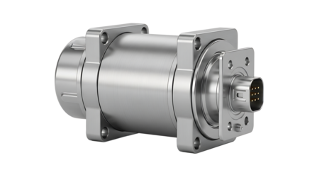 Metallic industrial sensor with cylindrical body and connector for machinery and automation