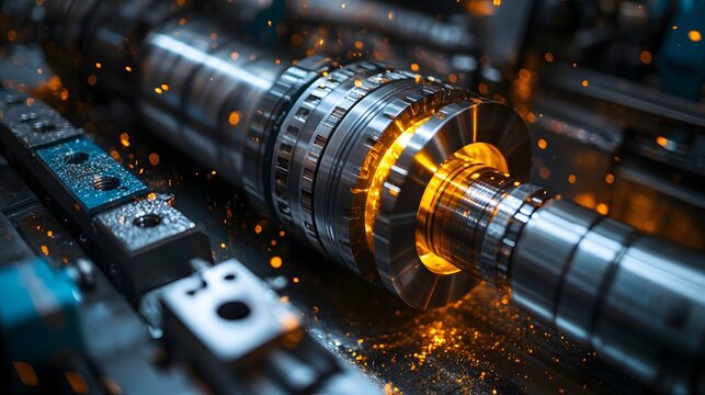 High-efficiency precision CNC machining process, modern smart manufacturing metal cutting, automated mechanical workshop, Industry 4.0 production