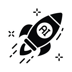 Take your hands on this amazing glyph icon of AI Rocket