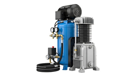 Industrial Air Compressor Machine with Blue Tank and Black Motor