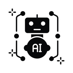 AI robot assistant icon denoting smart automation and virtual support.