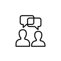 Vector illustration of two people having a conversation, represented by speech bubbles, symbolizing communication, discussion, and interaction