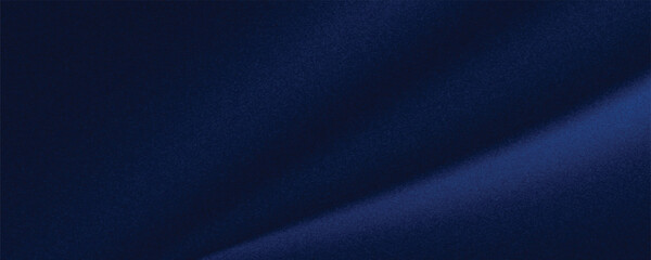 Silk satin fabric. Navy blue color. Abstract dark elegant background with space for design. Soft wavy folds. Drapery. Gradient. Light lines. Shiny. Shimmer. Glow.Template. Wide banner. Panoramic.eps10