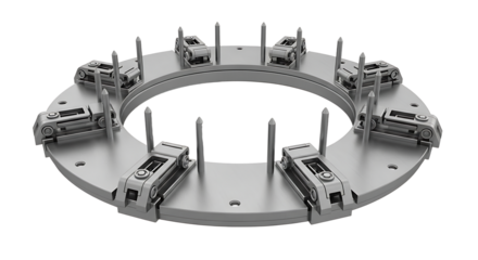 Industrial Circular Mechanical Component with Clamps and Pins for Machinery