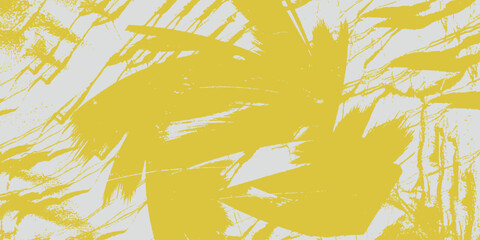 A vibrant, abstract design featuring splashes of yellow and black ink on a white background,abstract grunge desing.