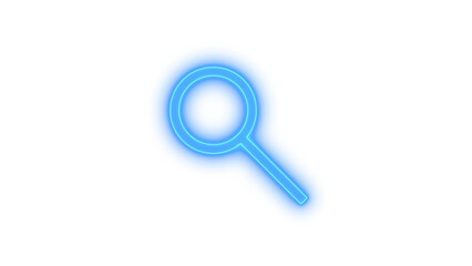 Neon magnifying glass search icon on transparent background. finding, discovery, analysis and zoom element