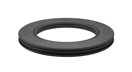 Black Rubber Gasket Circular Seal on White Background for Mechanical and Industrial Use