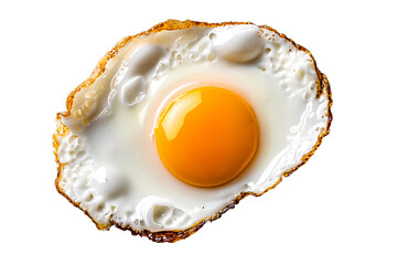 Perfectly fried egg with vibrant golden yolk and crisp edges, a delicious breakfast staple ready for your culinary creations.