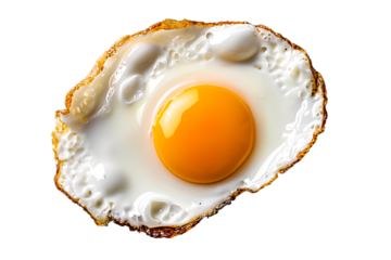 Perfectly fried egg with vibrant golden yolk and crisp edges, a delicious breakfast staple ready for your culinary creations.
