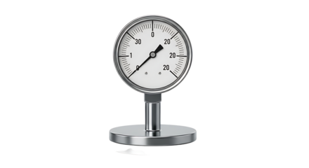 Modern Analog Pressure Gauge with Silver Frame and White Dial in Industrial Setting