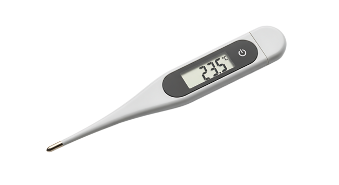 Digital Thermometer Showing 235 Degrees in White Color for Medical and Health Monitoring