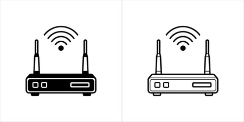 Vector art of wireless router with antennas and signal waves