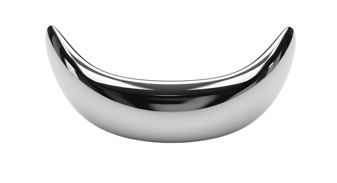 Shiny Silver Crescent Moon Sculpture Modern Minimalist Decorative Piece