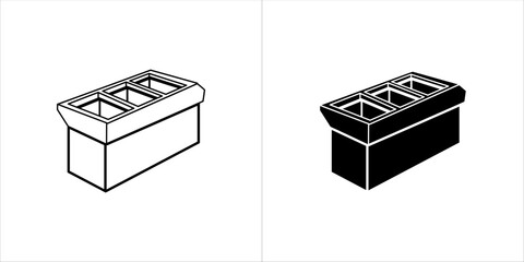 Vector art of cinder block icon, one outlined and one solid black