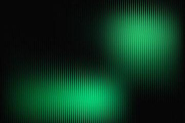 Abstract  ribbed glass texture with green sound wave patterns on a dark background