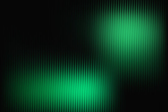Abstract  ribbed glass texture with green sound wave patterns on a dark background