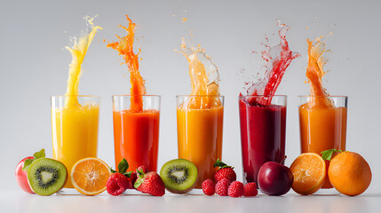 Colorful fruit juices still life