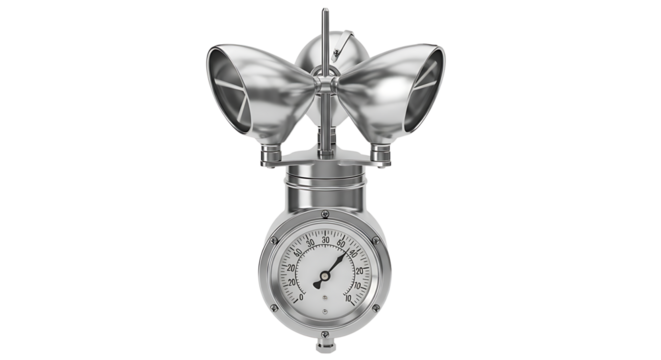 Futuristic Metal Butterfly Sculpture with Timer in White Background