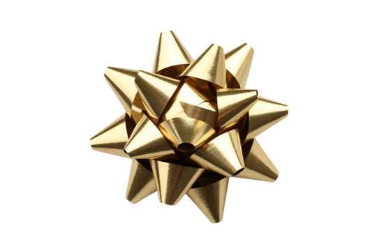 Golden gift bow isolated on transparent background for christmas or other celebration