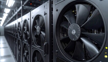 Industrial Cooling Fans in Server Room Technology Infrastructure.