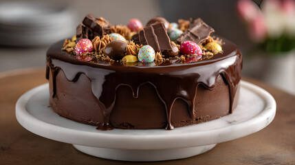 Chocolate cake with candies