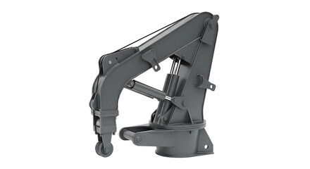 Mechanical robotic arm in gray color isolated on white background