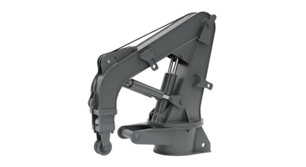 Mechanical robotic arm in gray color isolated on white background