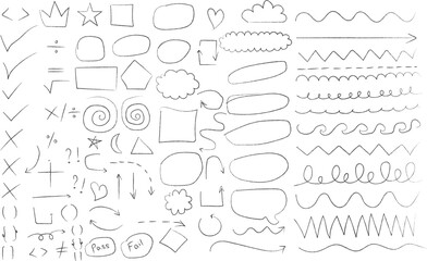 Hand drawn circle and arrow line for highlighting text. Rounds Bubbles Set doodle sketch symbols on a white background. vector illustration graphic design elements