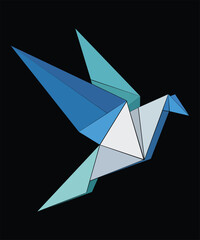 Blue Origami Bird Polygonal Vector Art Design.