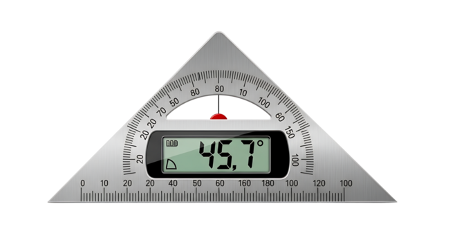 Digital Thermometer with Triangular Metal Frame Displaying 45.7 Degrees Celsius
