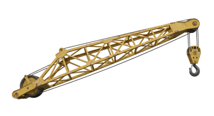 Old Yellow Crane Lifter Isolated on White Background