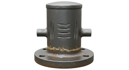 Industrial Metal Pipe Fitting with Rust and Wear on White Background