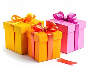 Obraz premium Three colorful wrapped gift boxes with ribbons (3)