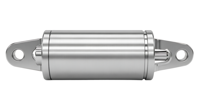 Metallic Cylinder with Mounting Flanges for Mechanical or Industrial Use