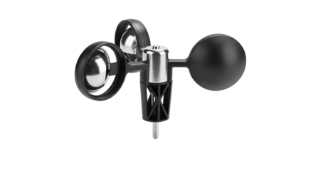 Black Anemometer Wind Speed Meter with Two Cups and Spherical Sensor for Weather Monitoring